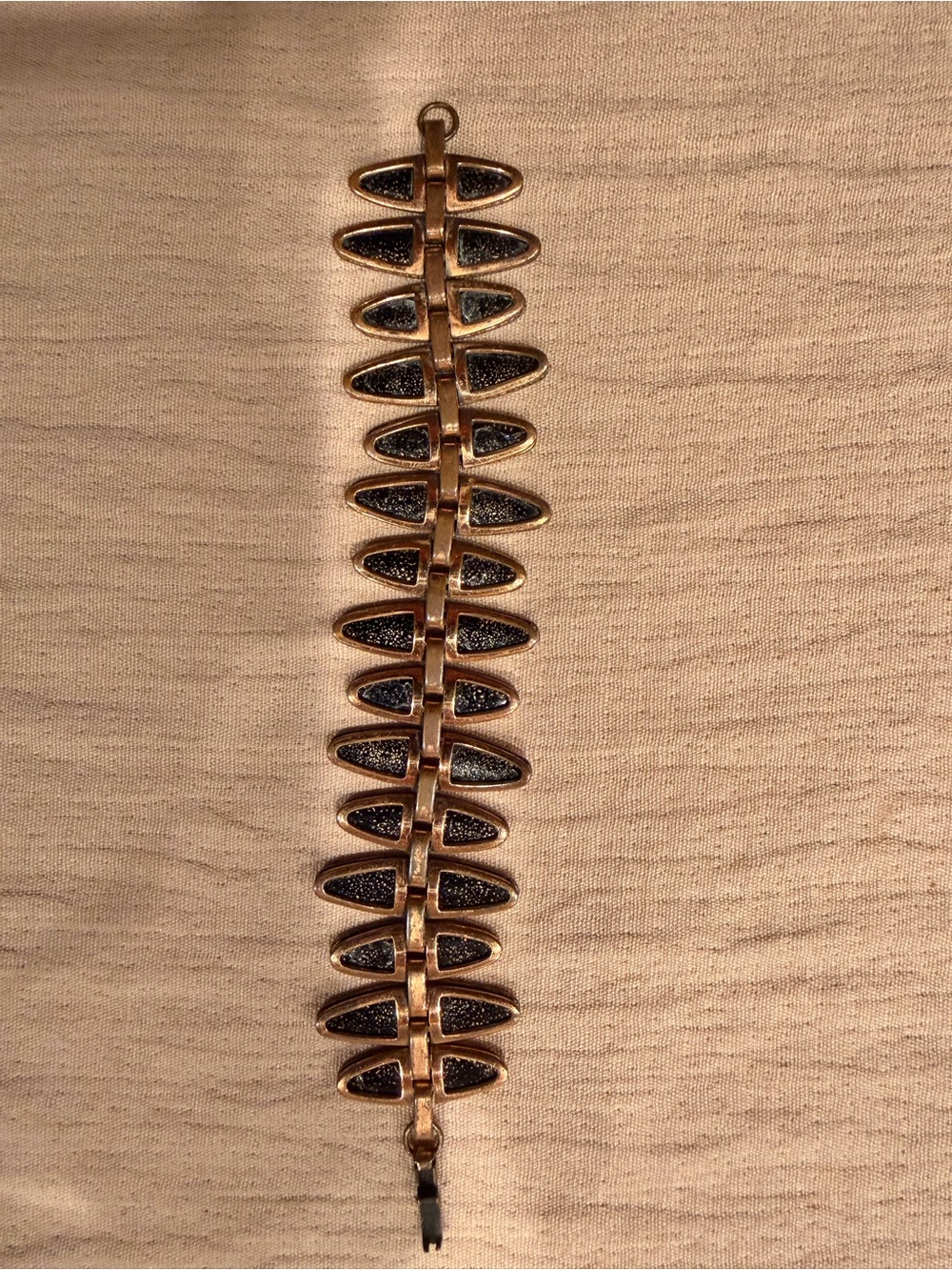 Vintage Matisse Copper Link Bracelet with Black Inlays
